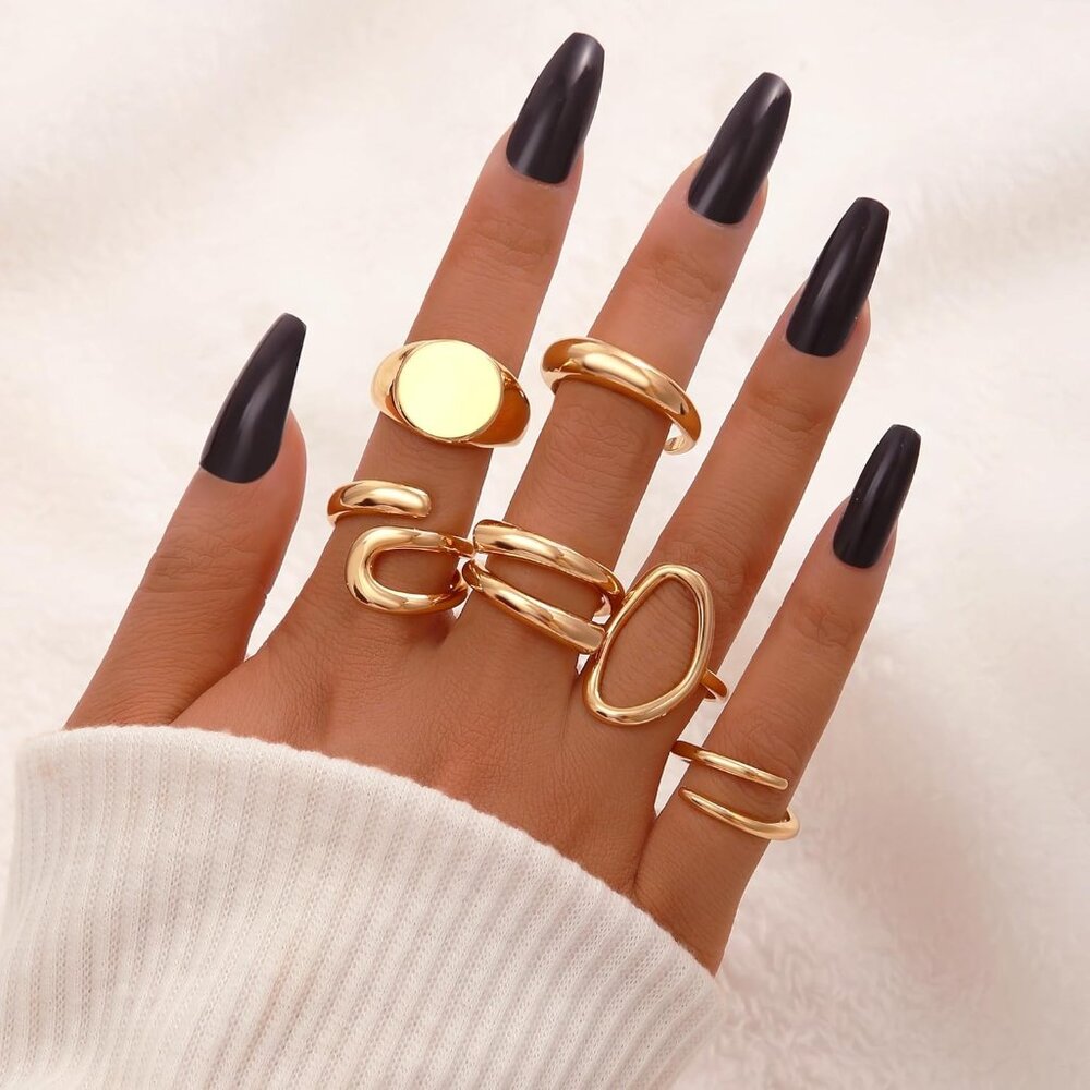 Versatile 12-Piece Gold Ring Set - Hypoallergenic… - image 3